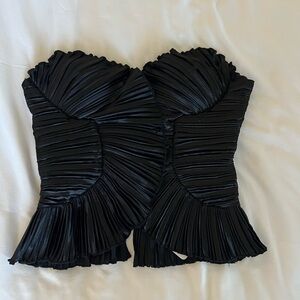 HAUTE Black Pleated Strapless Bustier Top